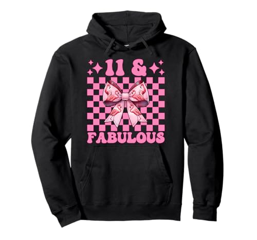 11 & Fabulous Flamingo Geburtstag 11 Jahre alt Mädchen Kokette Pullover Hoodie von Womens Pink Coquette Bow Flamingo Animal Gifts