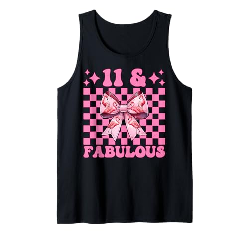 11 & Fabulous Flamingo Geburtstag 11 Jahre alt Mädchen Kokette Tank Top von Womens Pink Coquette Bow Flamingo Animal Gifts