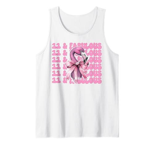 11 & Fabulous Flamingo Geburtstag 11 Jahre alt Mädchen Kokette Tank Top von Womens Pink Coquette Bow Flamingo Animal Gifts