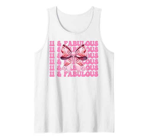 11 & Fabulous Flamingo Geburtstag 11 Jahre alt Mädchen Kokette Tank Top von Womens Pink Coquette Bow Flamingo Animal Gifts
