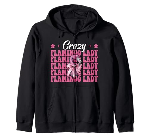 Crazy Flamingo Lady Flamingo Girl Mama Rosa Kokettenschleife Kapuzenjacke von Womens Pink Coquette Bow Flamingo Animal Gifts