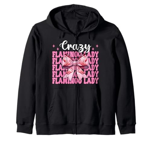 Crazy Flamingo Lady Flamingo Girl Mama Rosa Kokettenschleife Kapuzenjacke von Womens Pink Coquette Bow Flamingo Animal Gifts