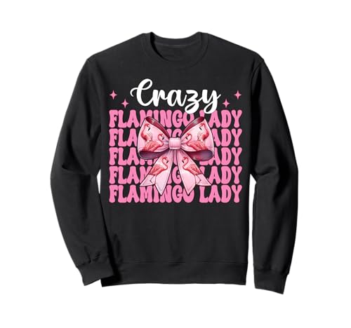Crazy Flamingo Lady Flamingo Girl Mama Rosa Kokettenschleife Sweatshirt von Womens Pink Coquette Bow Flamingo Animal Gifts