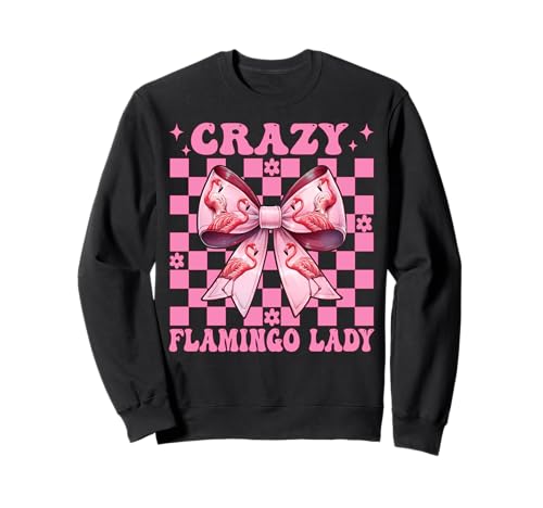Crazy Flamingo Lady Flamingo Girl Mama Rosa Kokettenschleife Sweatshirt von Womens Pink Coquette Bow Flamingo Animal Gifts