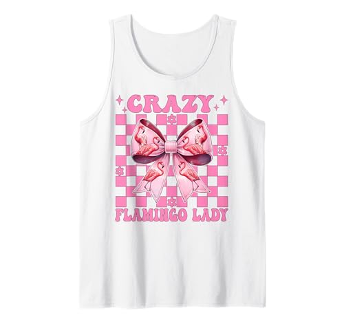 Crazy Flamingo Lady Flamingo Girl Mama Rosa Kokettenschleife Tank Top von Womens Pink Coquette Bow Flamingo Animal Gifts