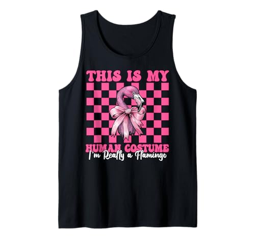 Das ist Mein menschliches Kostüm Ich Bin wirklich EIN Flamingo-Mädchen Kokette Tank Top von Womens Pink Coquette Bow Flamingo Animal Gifts