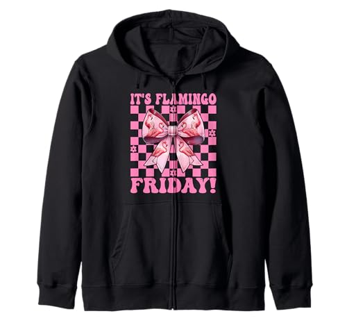 Es ist Flamingo-Freitag! TGIF Flamingo Girl Mama Rosa Kokette Kapuzenjacke von Womens Pink Coquette Bow Flamingo Animal Gifts