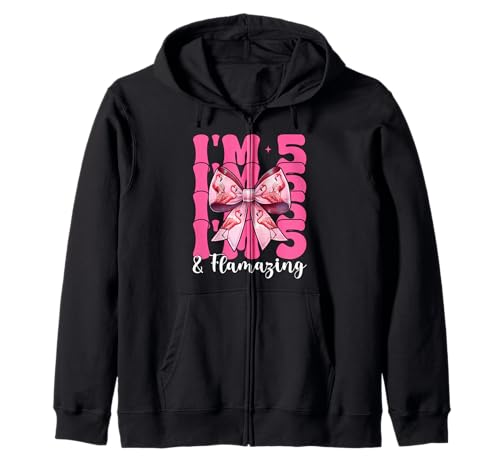 Flamingo Geburtstag 5 Jahre alt Mädchen Kokette 5 & Flamazing Kapuzenjacke von Womens Pink Coquette Bow Flamingo Animal Gifts