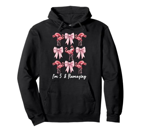 Flamingo Geburtstag 5 Jahre alt Mädchen Kokette 5 & Flamazing Pullover Hoodie Flamingo Geburtstag 5 Jahre alt Mädchen Kokette 5 & Flamazing Pullover Hoodie von Womens Pink Coquette Bow Flamingo Animal Gifts