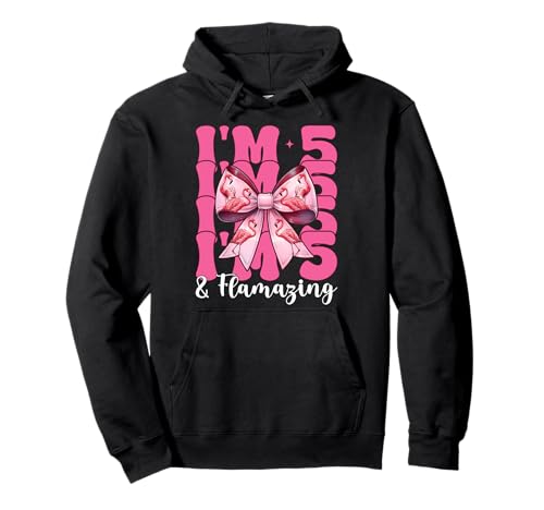 Flamingo Geburtstag 5 Jahre alt Mädchen Kokette 5 & Flamazing Pullover Hoodie Flamingo Geburtstag 5 Jahre alt Mädchen Kokette 5 & Flamazing Pullover Hoodie von Womens Pink Coquette Bow Flamingo Animal Gifts