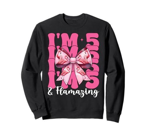 Flamingo Geburtstag 5 Jahre alt Mädchen Kokette 5 & Flamazing Sweatshirt von Womens Pink Coquette Bow Flamingo Animal Gifts