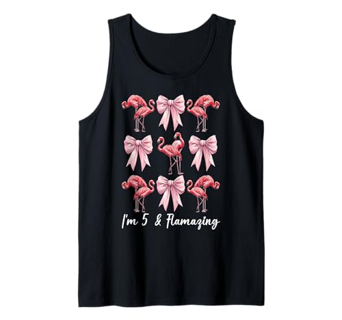 Flamingo Geburtstag 5 Jahre alt Mädchen Kokette 5 & Flamazing Tank Top von Womens Pink Coquette Bow Flamingo Animal Gifts