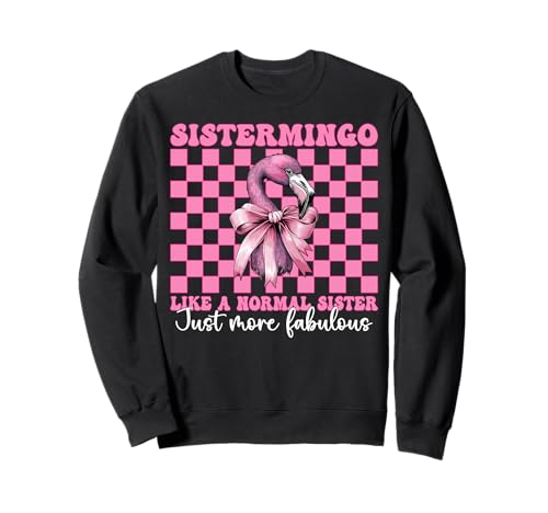 Flamingo Girl Kokette Schleife Sistermingo Like A Normal Sister Sweatshirt von Womens Pink Coquette Bow Flamingo Animal Gifts