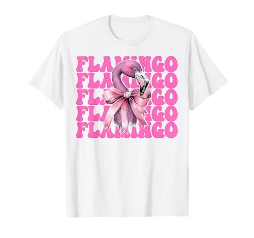 Flamingo Girl Mom Rosa Kokette Schleife T-Shirt von Womens Pink Coquette Bow Flamingo Animal Gifts
