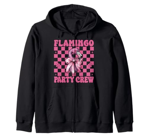 Flamingo Party Crew Girl Mom Rosa Kokette Schleife Kapuzenjacke von Womens Pink Coquette Bow Flamingo Animal Gifts