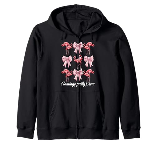 Flamingo Party Crew Girl Mom Rosa Kokette Schleife Kapuzenjacke von Womens Pink Coquette Bow Flamingo Animal Gifts