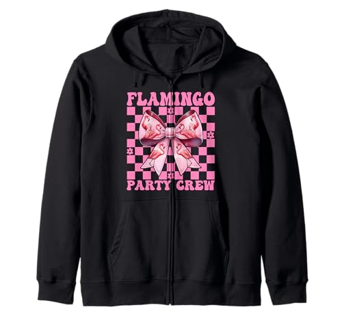 Flamingo Party Crew Girl Mom Rosa Kokette Schleife Kapuzenjacke von Womens Pink Coquette Bow Flamingo Animal Gifts