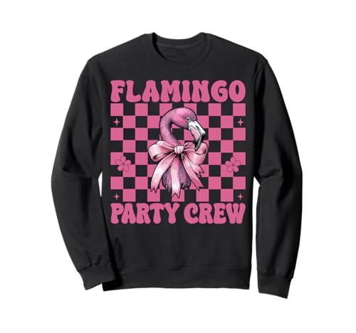 Flamingo Party Crew Girl Mom Rosa Kokette Schleife Sweatshirt von Womens Pink Coquette Bow Flamingo Animal Gifts
