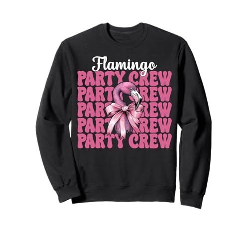 Flamingo Party Crew Girl Mom Rosa Kokette Schleife Sweatshirt von Womens Pink Coquette Bow Flamingo Animal Gifts