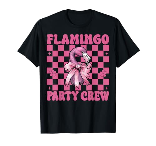 Flamingo Party Crew Girl Mom Rosa Kokette Schleife T-Shirt Flamingo Party Crew Girl Mom Rosa Kokette Schleife T-Shirt von Womens Pink Coquette Bow Flamingo Animal Gifts