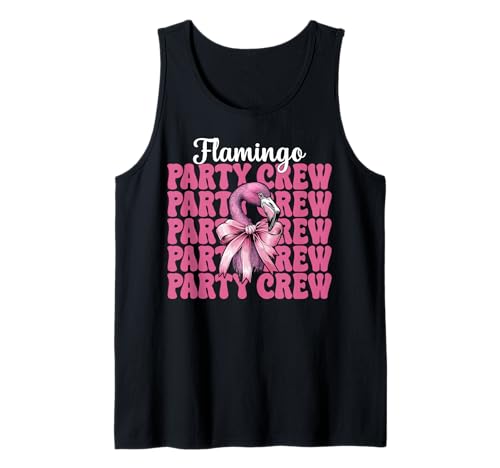 Flamingo Party Crew Girl Mom Rosa Kokette Schleife Tank Top von Womens Pink Coquette Bow Flamingo Animal Gifts