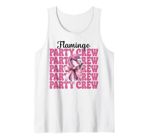 Flamingo Party Crew Girl Mom Rosa Kokette Schleife Tank Top von Womens Pink Coquette Bow Flamingo Animal Gifts
