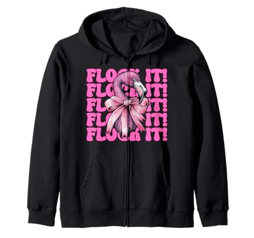 Flock It! Lustige Flamingo-Schleife für Mädchen, Mutter, Rosa Kapuzenjacke von Womens Pink Coquette Bow Flamingo Animal Gifts