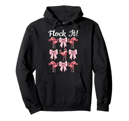 Flock It! Lustige Flamingo-Schleife für Mädchen, Mutter, Rosa Pullover Hoodie von Womens Pink Coquette Bow Flamingo Animal Gifts