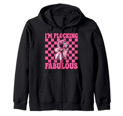 Lustiger Flamingo Girl Mom Pink Coquette I'm Flocking Fabulous Kapuzenjacke von Womens Pink Coquette Bow Flamingo Animal Gifts