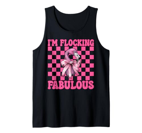 Lustiger Flamingo Girl Mom Pink Coquette I'm Flocking Fabulous Tank Top von Womens Pink Coquette Bow Flamingo Animal Gifts