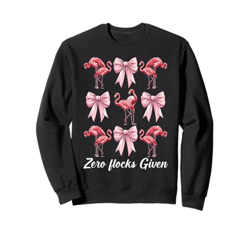 Lustiger Flamingo-Mädchen, Mama, rosa Kokette mit Schleife, Zero Flocks Given Sweatshirt von Womens Pink Coquette Bow Flamingo Animal Gifts