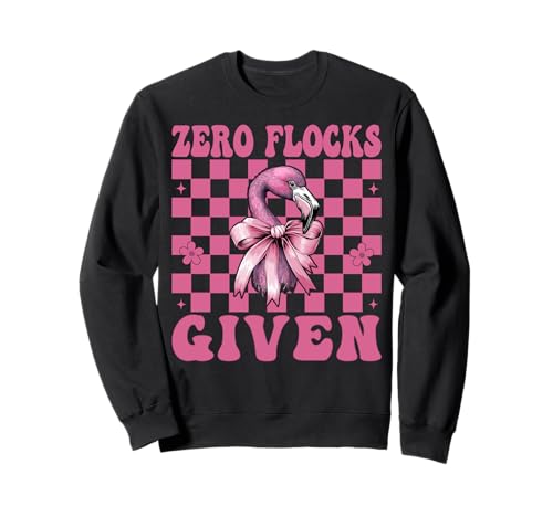 Lustiger Flamingo-Mädchen, Mama, rosa Kokette mit Schleife, Zero Flocks Given Sweatshirt von Womens Pink Coquette Bow Flamingo Animal Gifts