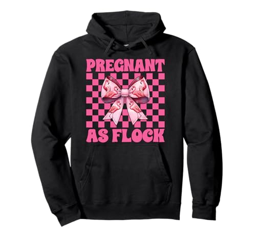 Lustiger Flamingo Schwangerschaft Mama Muttertag schwanger als Flock Pullover Hoodie von Womens Pink Coquette Bow Flamingo Animal Gifts
