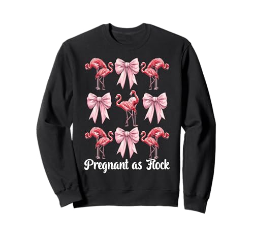 Lustiger Flamingo Schwangerschaft Mama Muttertag schwanger als Flock Sweatshirt von Womens Pink Coquette Bow Flamingo Animal Gifts