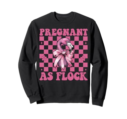 Lustiger Flamingo Schwangerschaft Mama Muttertag schwanger als Flock Sweatshirt von Womens Pink Coquette Bow Flamingo Animal Gifts