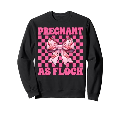 Lustiger Flamingo Schwangerschaft Mama Muttertag schwanger als Flock Sweatshirt von Womens Pink Coquette Bow Flamingo Animal Gifts