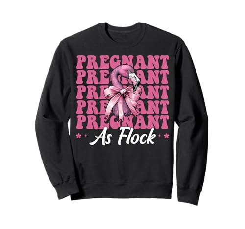 Lustiger Flamingo Schwangerschaft Mama Muttertag schwanger als Flock Sweatshirt von Womens Pink Coquette Bow Flamingo Animal Gifts