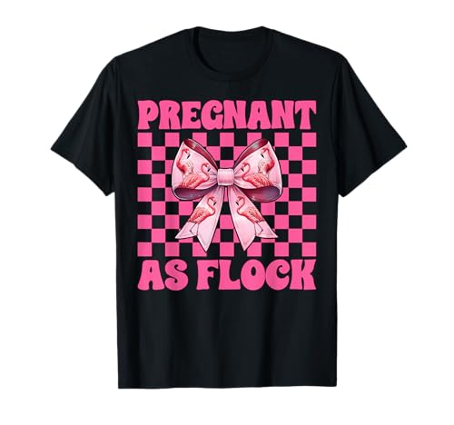 Lustiger Flamingo Schwangerschaft Mama Muttertag schwanger als Flock T-Shirt von Womens Pink Coquette Bow Flamingo Animal Gifts