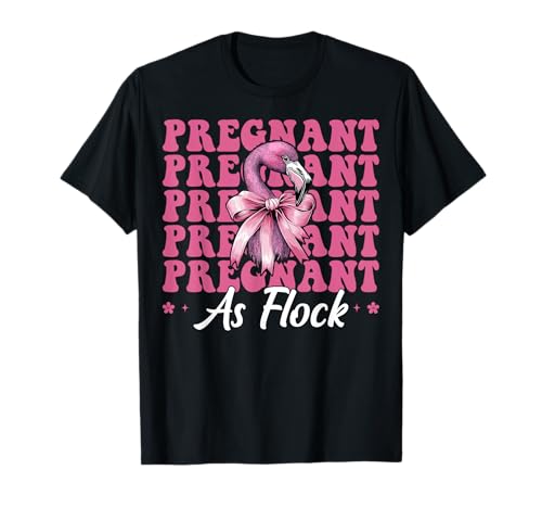 Lustiger Flamingo Schwangerschaft Mama Muttertag schwanger als Flock T-Shirt von Womens Pink Coquette Bow Flamingo Animal Gifts