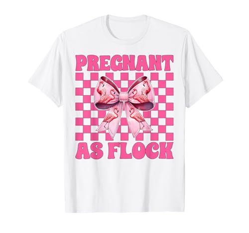 Lustiger Flamingo Schwangerschaft Mama Muttertag schwanger als Flock T-Shirt von Womens Pink Coquette Bow Flamingo Animal Gifts