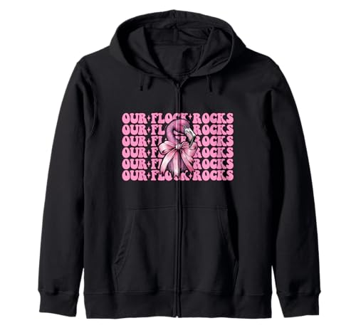 Lustiger pinkfarbener Kokettenbogen für Mädchen, Mama, Our Flock Rocks Kapuzenjacke von Womens Pink Coquette Bow Flamingo Animal Gifts