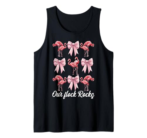 Lustiger pinkfarbener Kokettenbogen für Mädchen, Mama, Our Flock Rocks Tank Top Lustiger pinkfarbener Kokettenbogen für Mädchen, Mama, Our Flock Rocks Tank Top von Womens Pink Coquette Bow Flamingo Animal Gifts