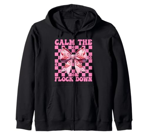 Lustiges Flamingo-Mädchen, Mama, rosa Kokette Calm The Flock Down Kapuzenjacke von Womens Pink Coquette Bow Flamingo Animal Gifts