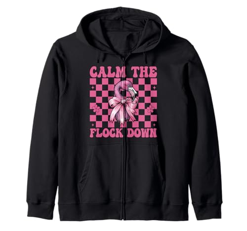 Lustiges Flamingo-Mädchen, Mama, rosa Kokette Calm The Flock Down Kapuzenjacke von Womens Pink Coquette Bow Flamingo Animal Gifts