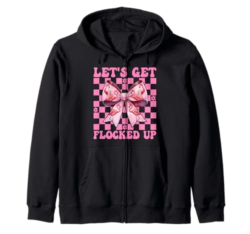 Lustiges Flamingo-Mädchen, Mama, rosa Kokette Let's Get Flocked Up Kapuzenjacke von Womens Pink Coquette Bow Flamingo Animal Gifts