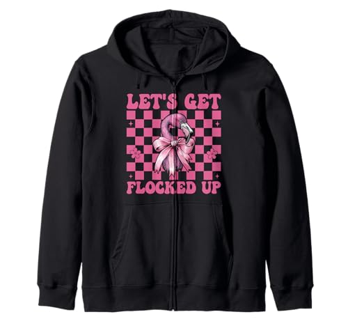 Lustiges Flamingo-Mädchen, Mama, rosa Kokette Let's Get Flocked Up Kapuzenjacke von Womens Pink Coquette Bow Flamingo Animal Gifts