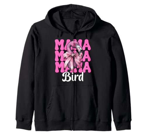 Mama Bird Flamingo Mama Muttertag Rosa Kokette Schleife Kapuzenjacke von Womens Pink Coquette Bow Flamingo Animal Gifts