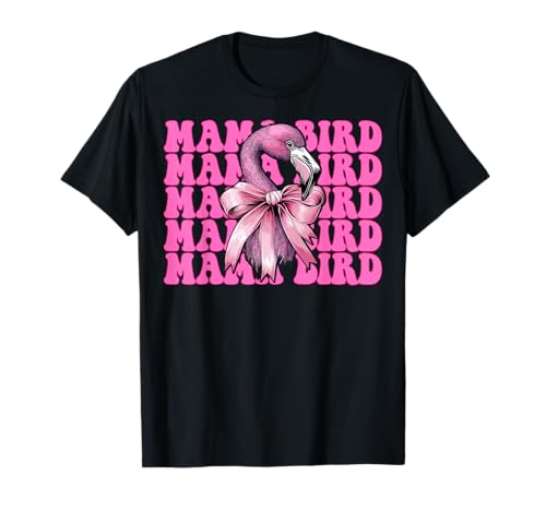 Mama Bird Flamingo Mama Muttertag Rosa Kokette Schleife T-Shirt von Womens Pink Coquette Bow Flamingo Animal Gifts
