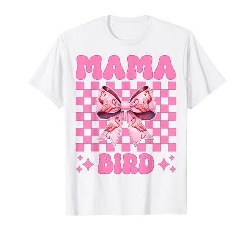 Mama Bird Flamingo Mama Muttertag Rosa Kokette Schleife T-Shirt von Womens Pink Coquette Bow Flamingo Animal Gifts
