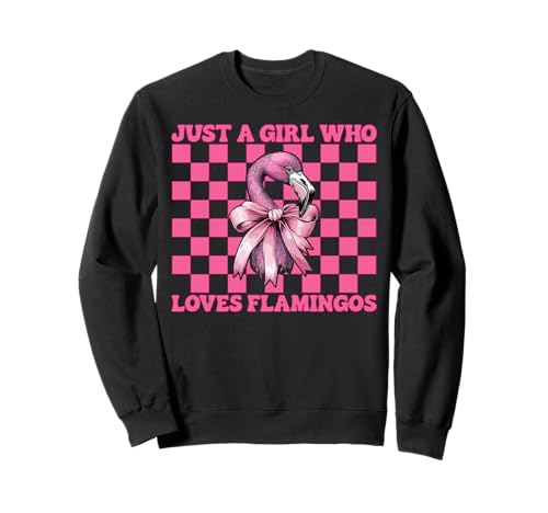 Nur EIN Mädchen, das Flamingos liebt Flamingo Girl Coquette Bow Sweatshirt von Womens Pink Coquette Bow Flamingo Animal Gifts